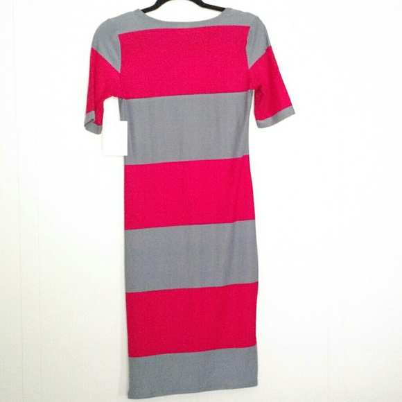 LuLaRoe - Julia Dress Dark Pink & Gray Color Block - Picture 5 of 11